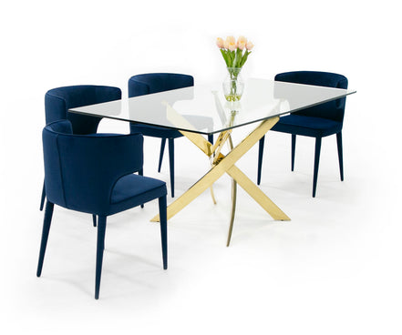 Pyrite Modern Glass and Gold Dining Table - image 3