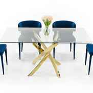 Pyrite Modern Glass and Gold Dining Table - image 4