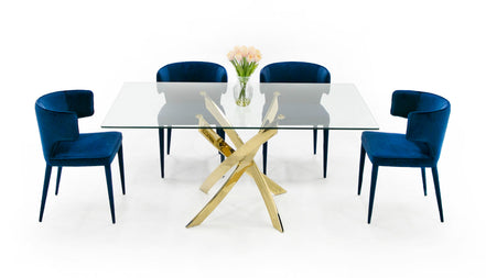 Pyrite Modern Glass and Gold Dining Table - image 4