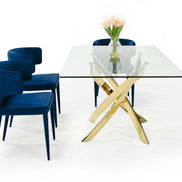 Pyrite Modern Glass and Gold Dining Table - image 5