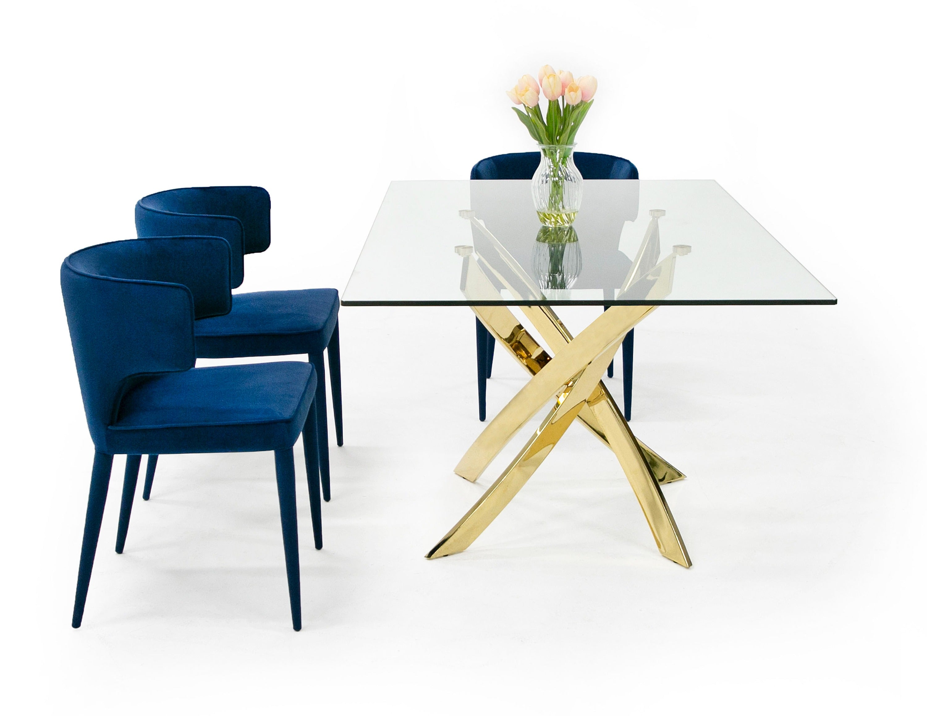 Pyrite Modern Glass and Gold Dining Table - image 5