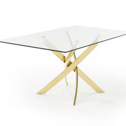 Pyrite Modern Glass and Gold Dining Table