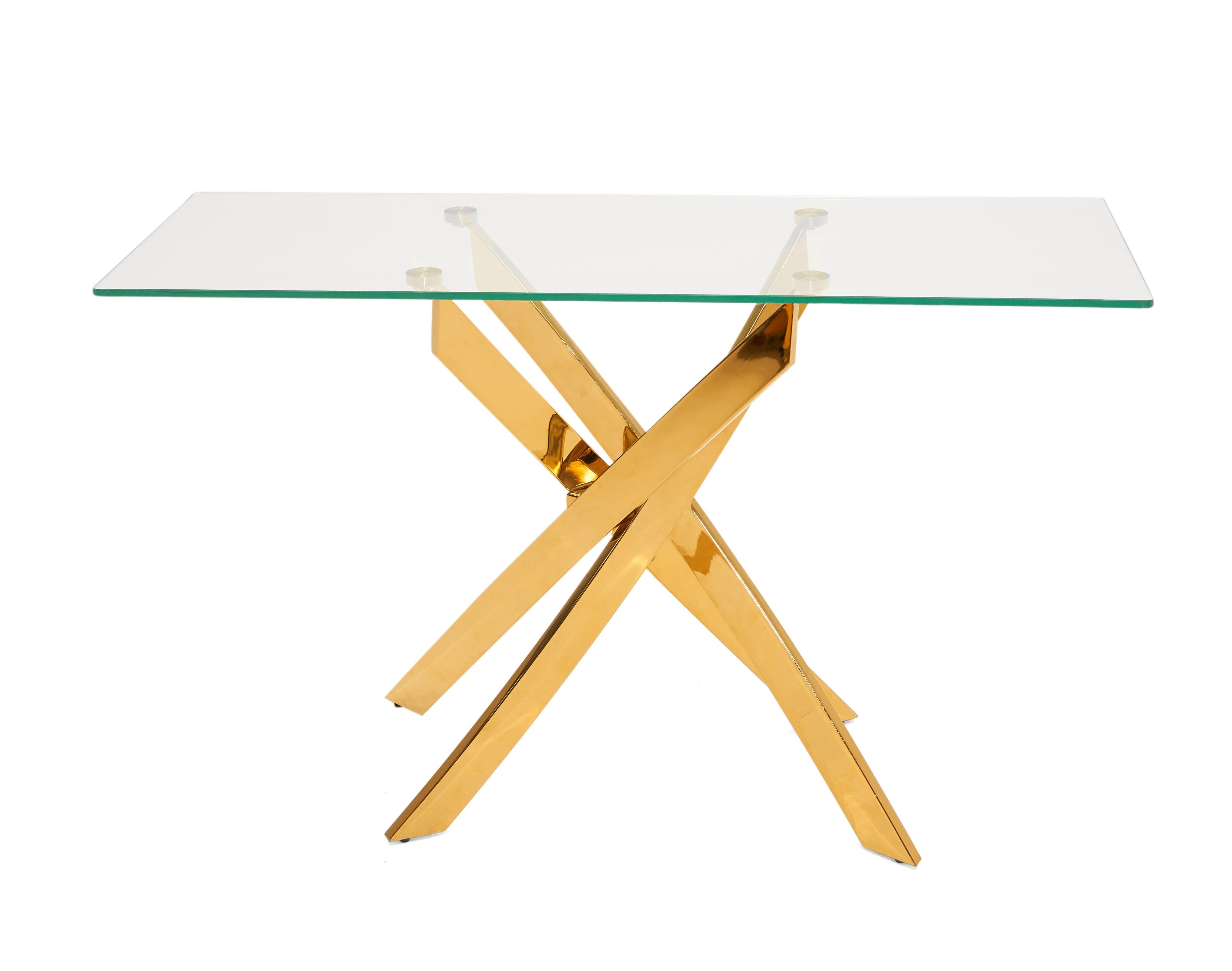 Pyrite Modern Glass and Gold Console Table - image 3