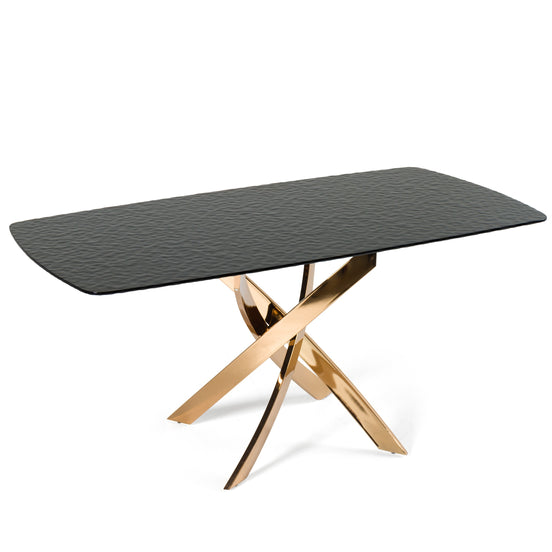 Pyrite - Modern Brown Glass + Rosegold Rectangular Dining Table - image 2