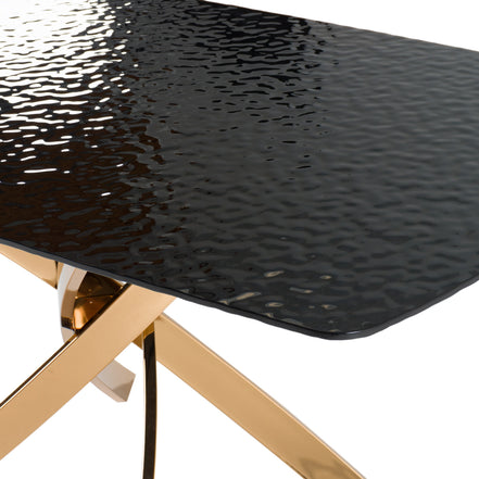 Pyrite - Modern Brown Glass + Rosegold Rectangular Dining Table - image 3
