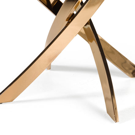 Pyrite - Modern Brown Glass + Rosegold Rectangular Dining Table - image 4
