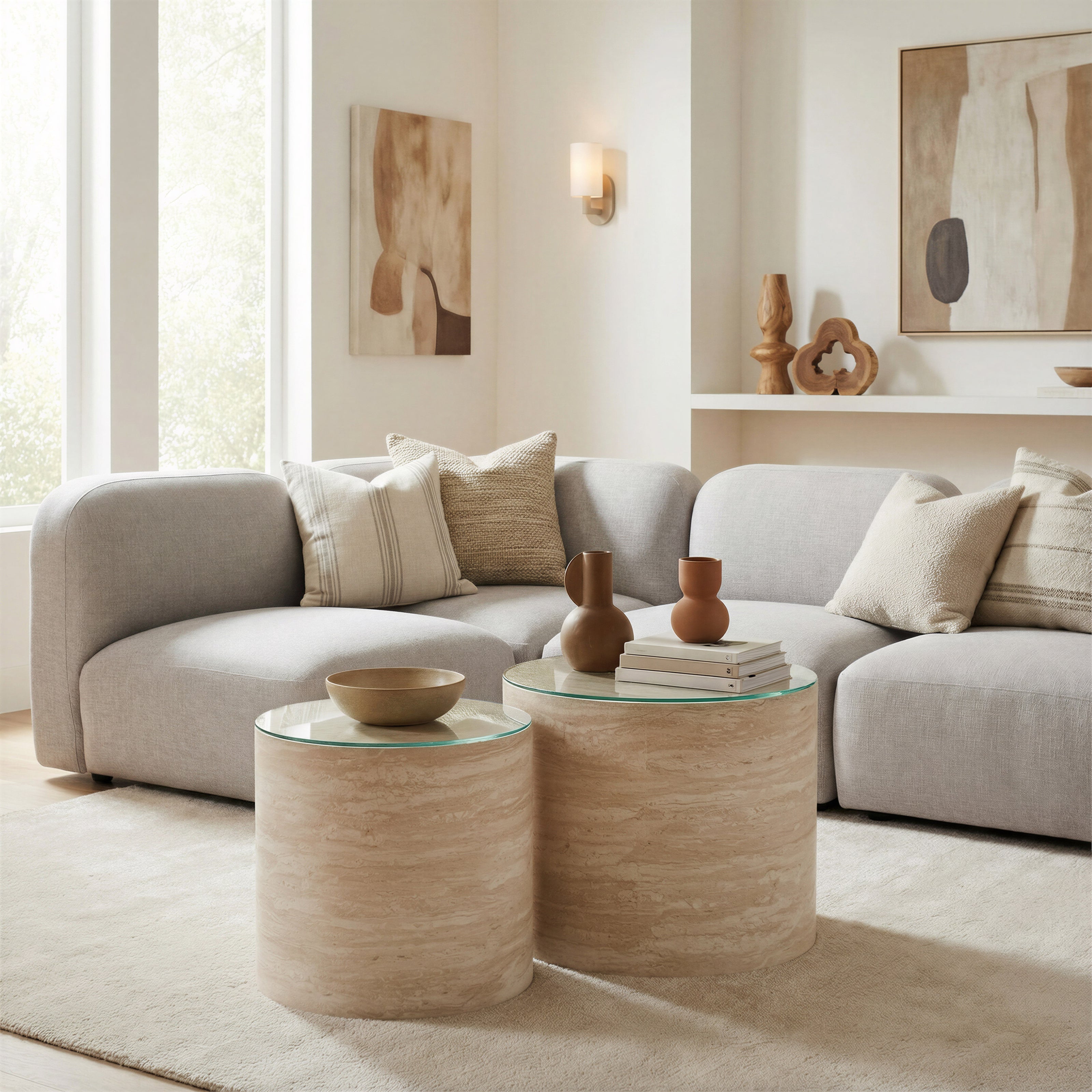 Carzo Coffee Table Set (2-Piece) Stone Beige