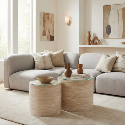 Carzo Coffee Table Set (2-Piece) Stone Beige