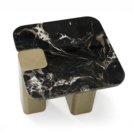 Quest - Modern Black Rose Marble + Antique Brass End Table - image 2