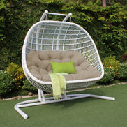 San Juan Outdoor White & Beige Hanging Chair - image 2
