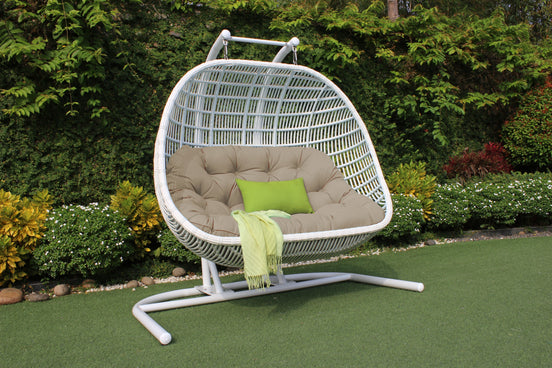 San Juan Outdoor White & Beige Hanging Chair - image 2