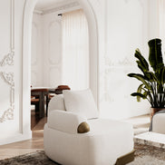 Rainier - Contemporary Off-White Fabric + Antique Brass Accent Chair - image 2