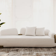 Rainier - Contemporary Off-White Fabric + Antique Brass Sofa - image 2