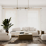 Rainier - Contemporary Off-White Fabric + Antique Brass Sofa - image 3