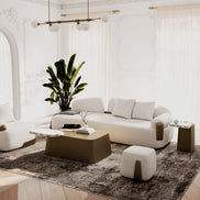 Rainier - Contemporary Off-White Fabric + Antique Brass Accent Chair - image 4