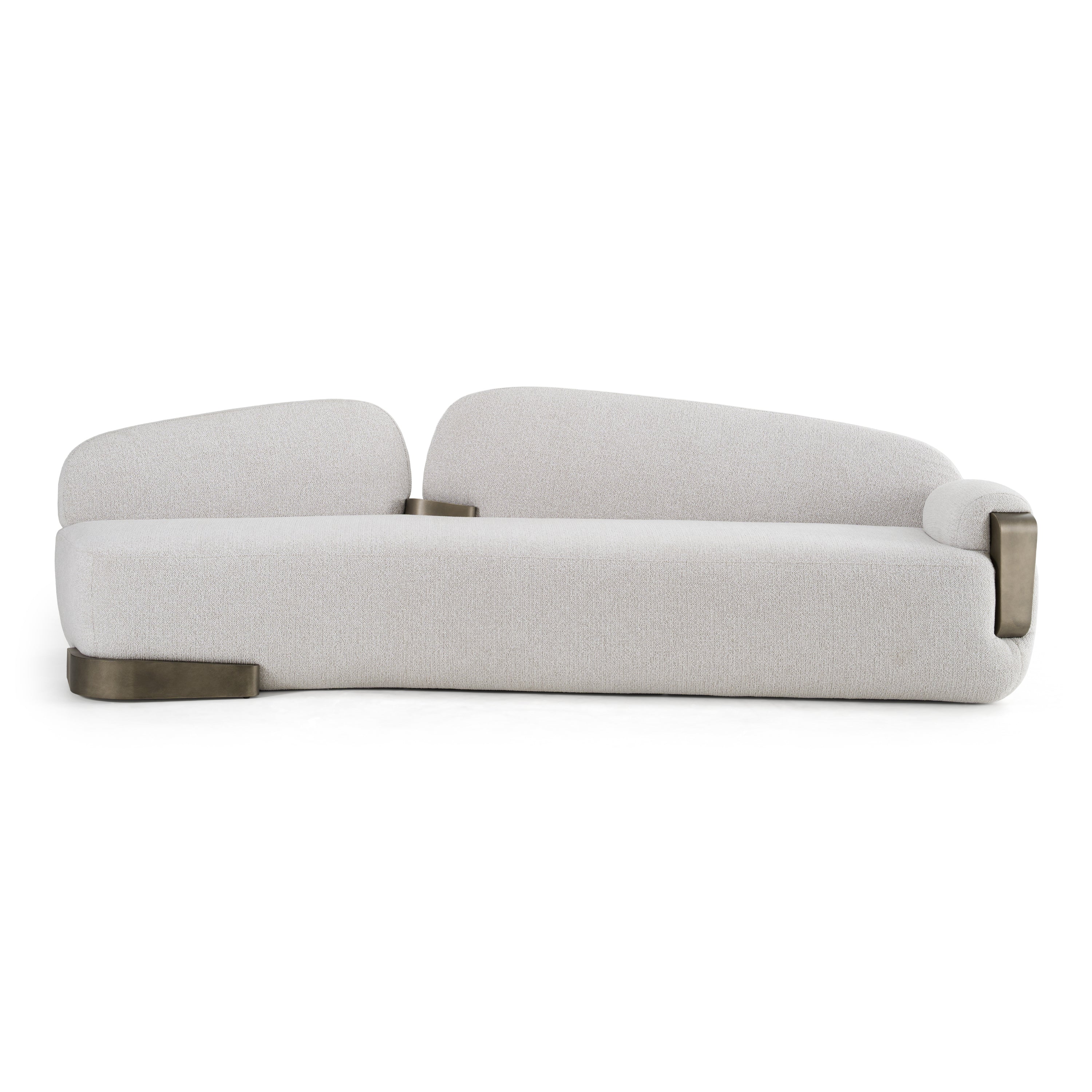 Rainier - Contemporary Off-White Fabric + Antique Brass Sofa - image 5