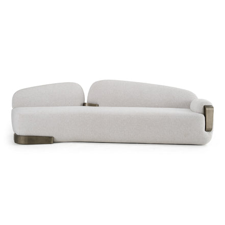 Rainier - Contemporary Off-White Fabric + Antique Brass Sofa - image 5