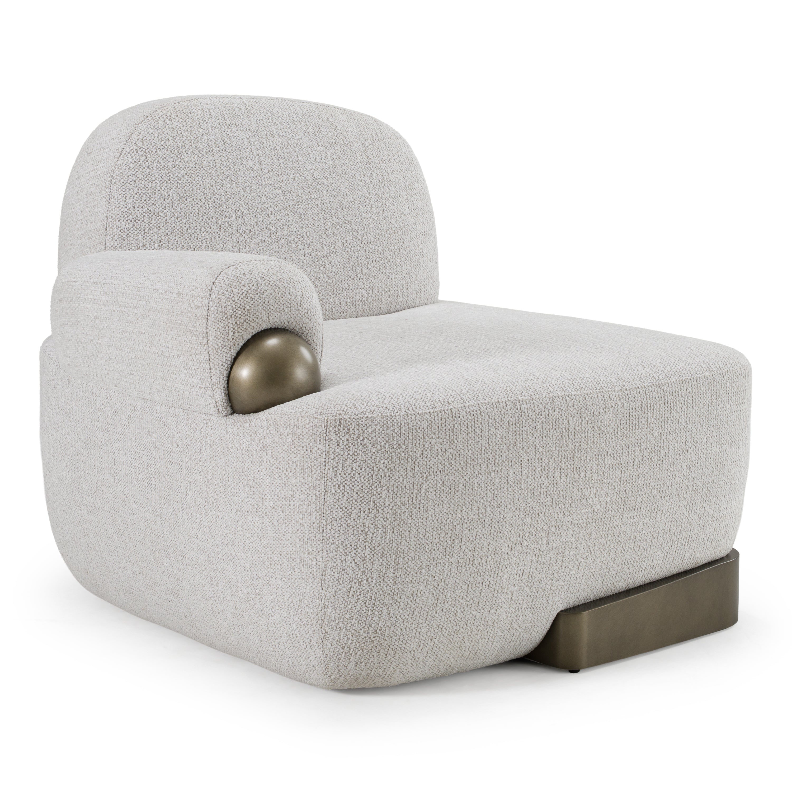 Rainier - Contemporary Off-White Fabric + Antique Brass Accent Chair - image 5