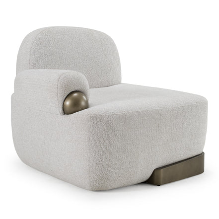 Rainier - Contemporary Off-White Fabric + Antique Brass Accent Chair - image 5
