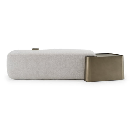Rainier - Contemporary Off-White Fabric + Antique Brass Bench w/ Tray Table - image 4