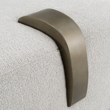 Rainier - Contemporary Off-White Fabric + Antique Brass Bench w/ Tray Table - image 5