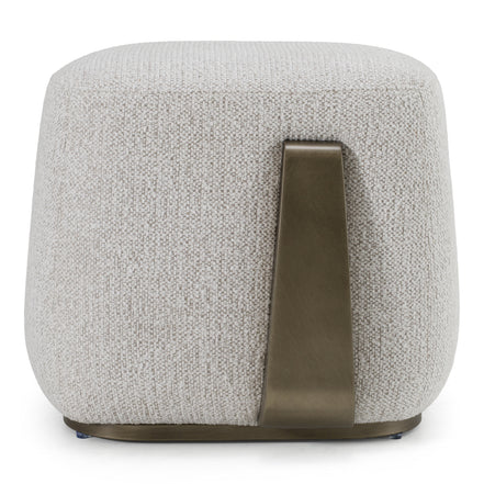 Rainier - Contemporary Off-White Fabric + Antique Brass Ottoman - image 5