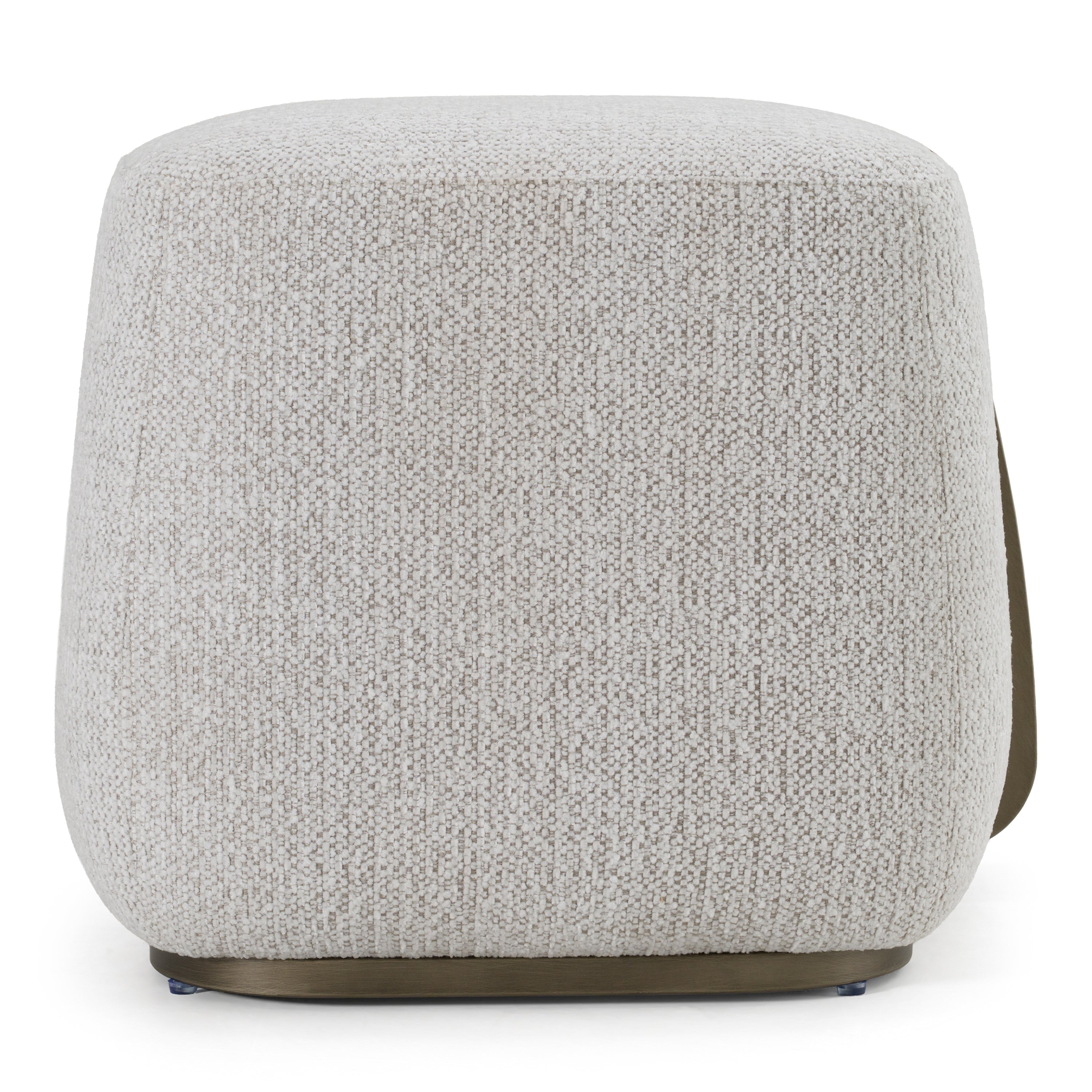 Rainier - Contemporary Off-White Fabric + Antique Brass Ottoman - image 4