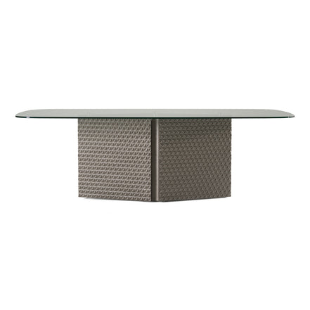 Raphael - Modern Glass + Silver Dining Table