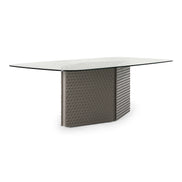 Raphael - Modern Glass + Silver Dining Table - image 2