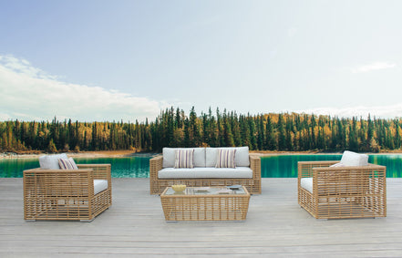 Ko Tao - Outdoor Beige + Wicker Sofa Set
