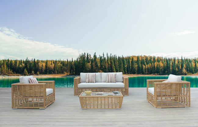 Ko Tao - Outdoor Beige + Wicker Sofa Set