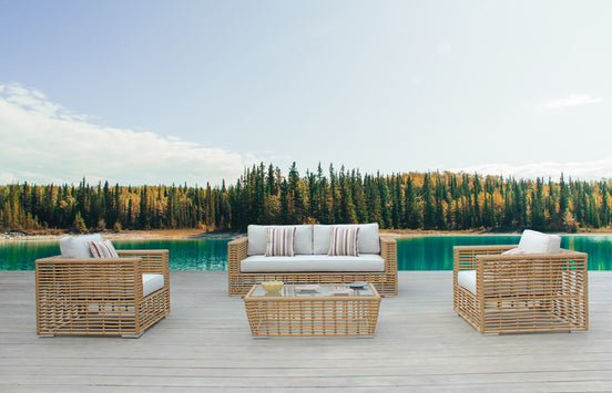 Ko Tao - Outdoor Beige + Wicker Sofa Set