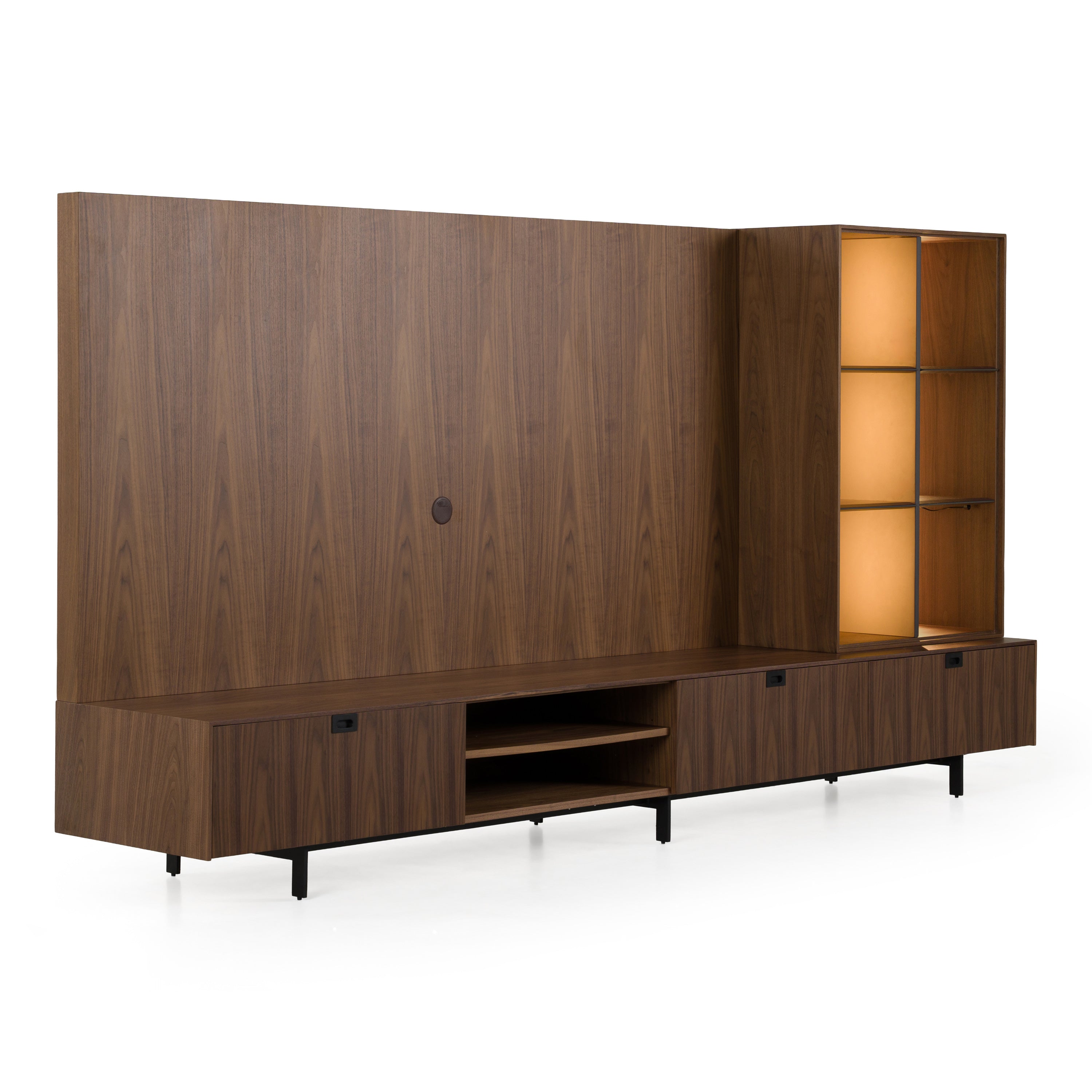Raskin - Contemporary Walnut Entertainment Center w/ LED Lighting - image 2