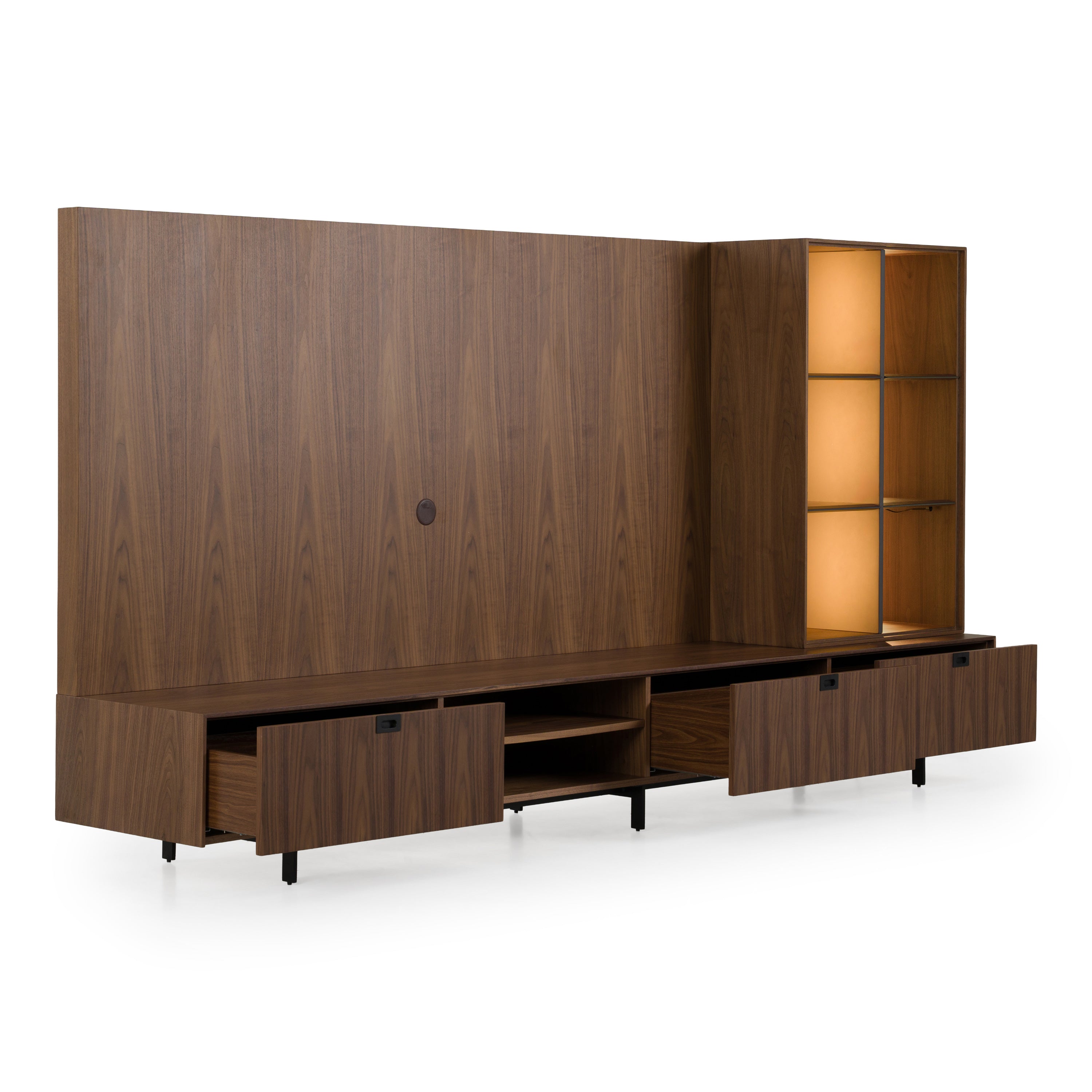 Raskin - Contemporary Walnut Entertainment Center w/ LED Lighting - image 3