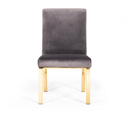 Reba Modern Grey Velvet & Gold Dining Chair (Set of 2) - image 3