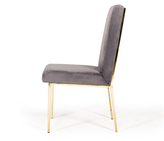 Reba Modern Grey Velvet & Gold Dining Chair (Set of 2) - image 2
