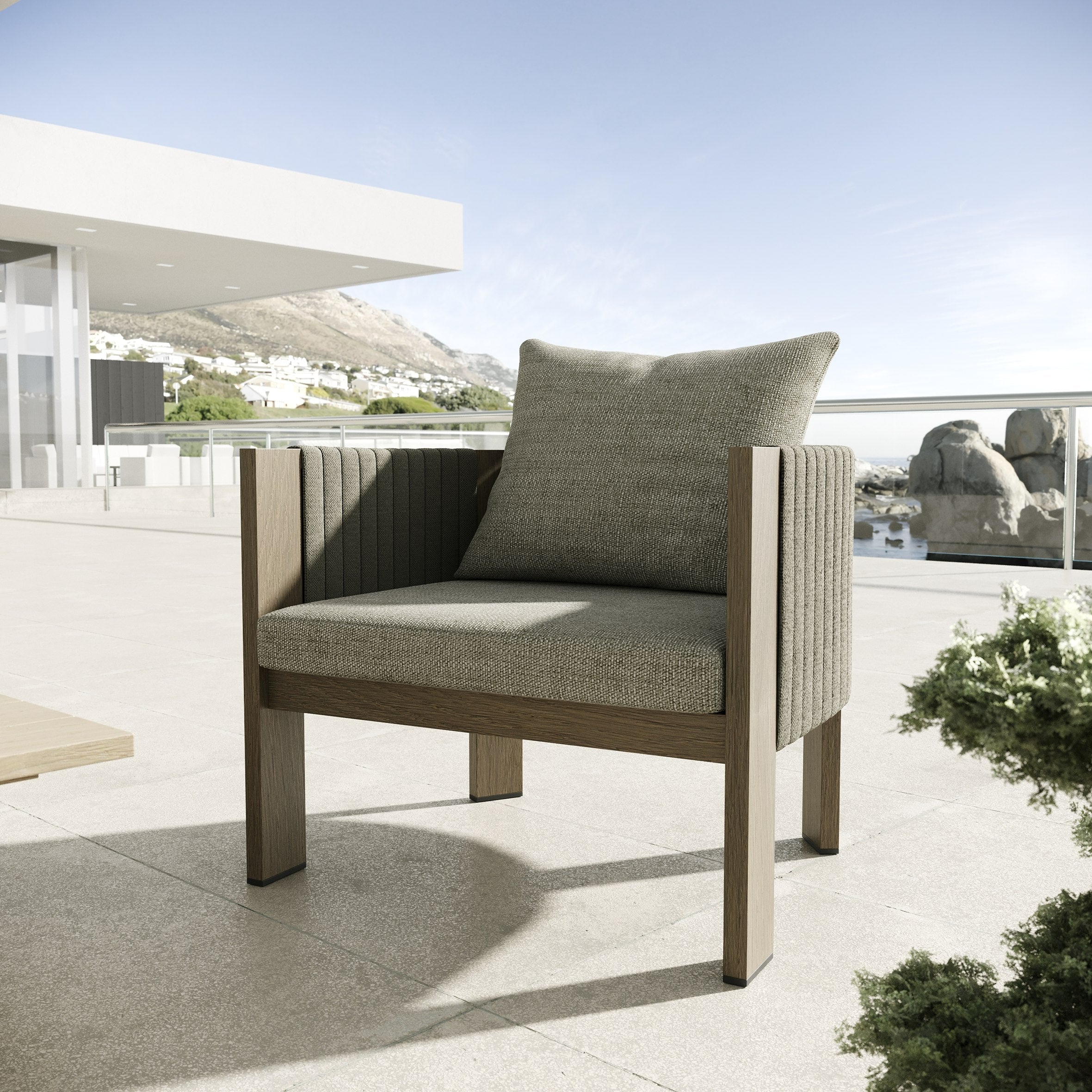 Salvora - Outdoor Beige Fabric & Grey Rope Sofa Set - image 2