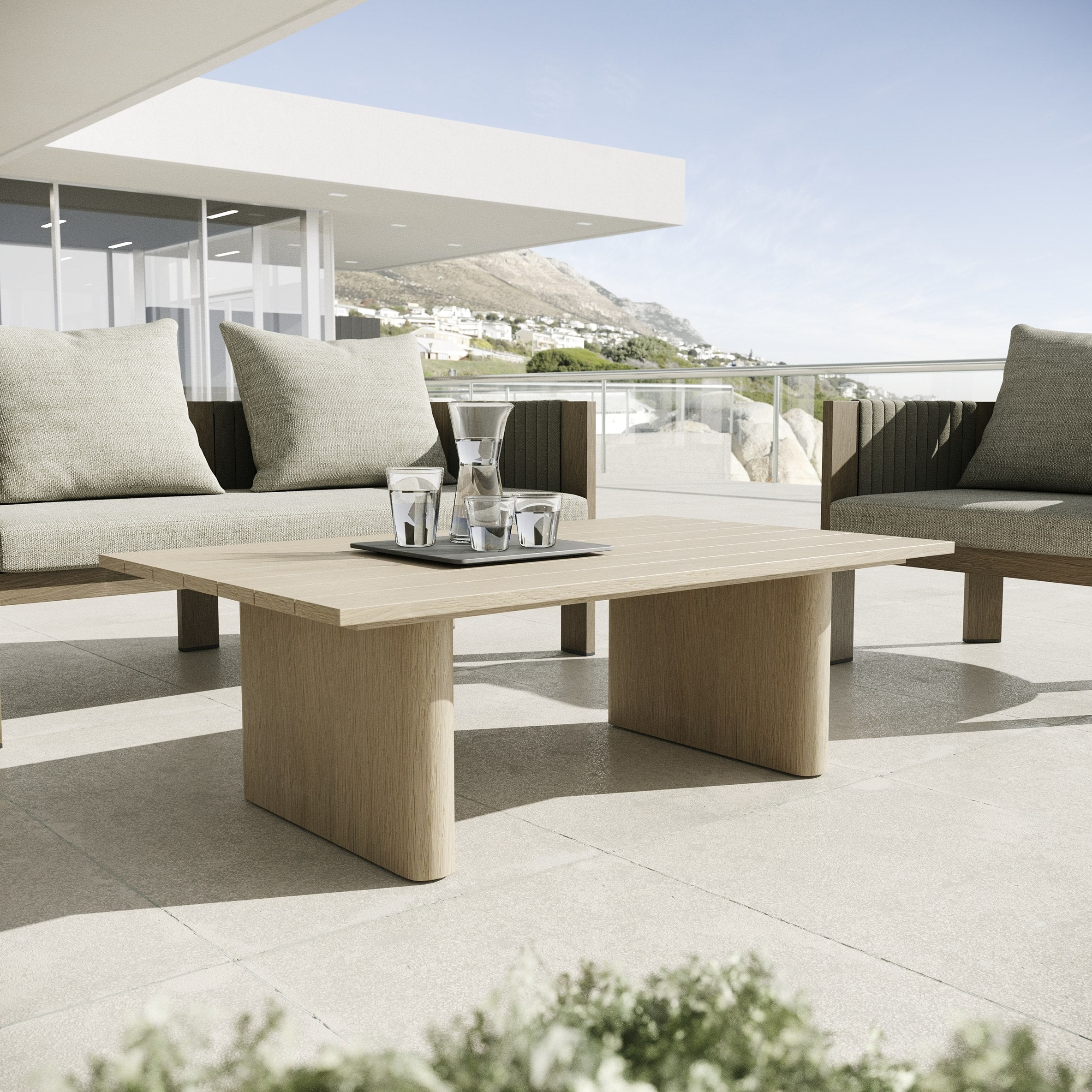 Salvora - Outdoor Beige Fabric & Grey Rope Sofa Set - image 3