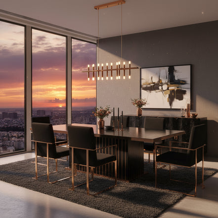 Talin Modern Black Crocodile & Rosegold Dining Table - image 4