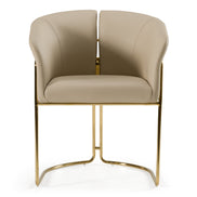 Renfew - Modern Beige Vegan Leather + Champagne Gold Dining Chair - image 3