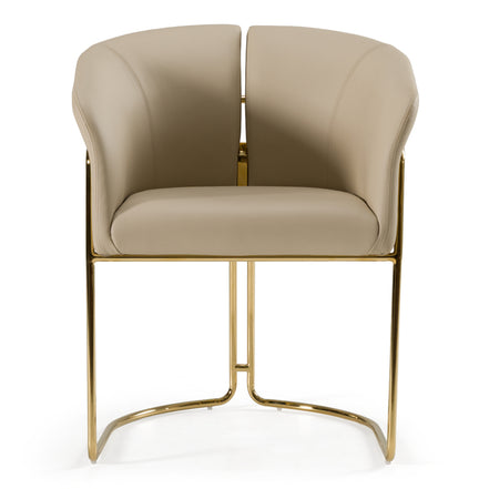 Renfew - Modern Beige Vegan Leather + Champagne Gold Dining Chair - image 3