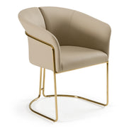 Renfew - Modern Beige Vegan Leather + Champagne Gold Dining Chair - image 4