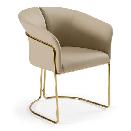 Renfew - Modern Beige Vegan Leather + Champagne Gold Dining Chair - image 4