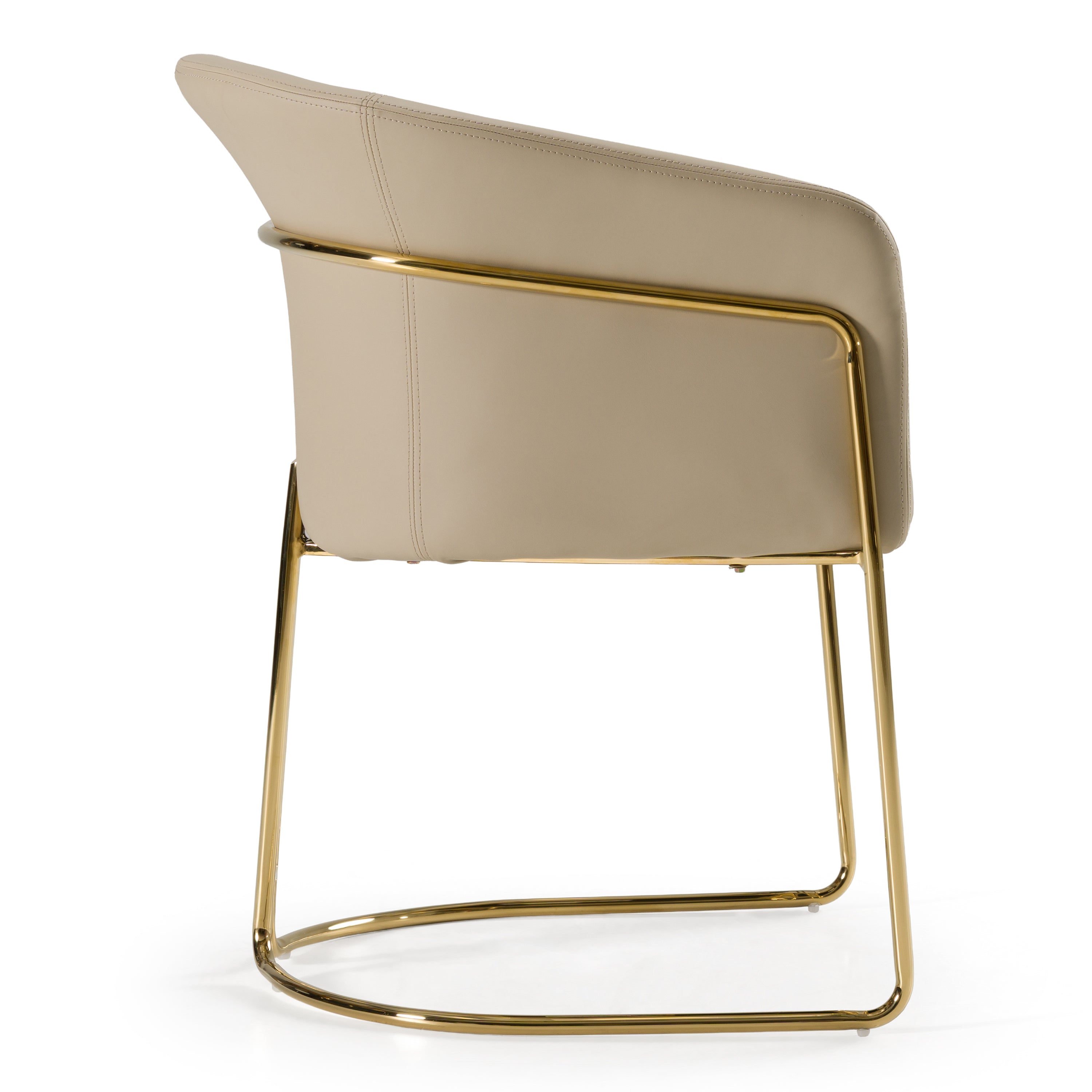Renfew - Modern Beige Vegan Leather + Champagne Gold Dining Chair - image 5