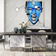 Renfew - Modern Black Oak + Faux Marble Oval Dining Table - image 5