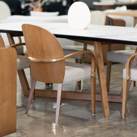Rexford Modern Taupe & Walnut Dining Armchair - image 4