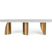 Reynold - Glam Faux Marble + Gold Stainless Steel Dining Table - image 4