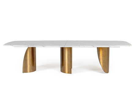 Reynold - Glam Faux Marble + Gold Stainless Steel Dining Table - image 4