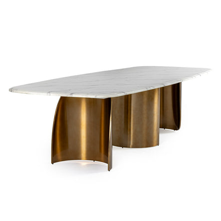 Reynold - Glam Faux Marble + Gold Stainless Steel Dining Table - image 2