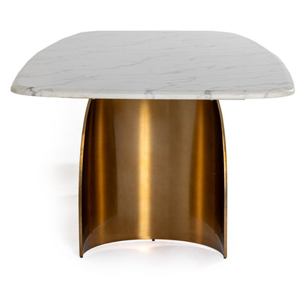 Reynold - Glam Faux Marble + Gold Stainless Steel Dining Table - image 5